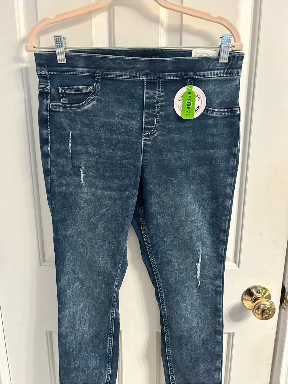 NWT-Justice Girls Dark Wash Denim-Look Leggings - Blue